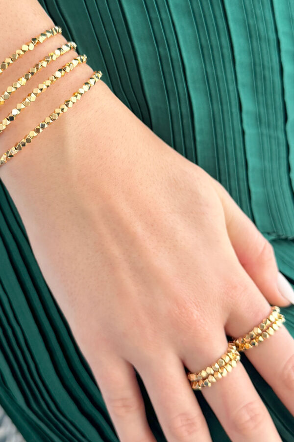 Asma Bracelet Ring Set (Free Size) - Golden, 1 bangle + 1 ring set