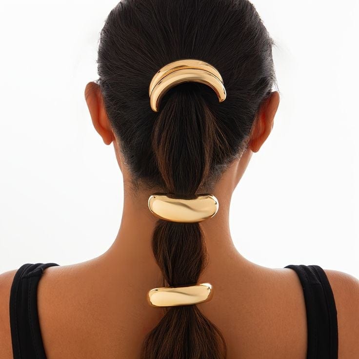 Temu｜Elegant Alloy Hair Tie – Sleek Geometric Square Design, Elastic Ponytail Holder With Sparkle Finish For Women And Girls